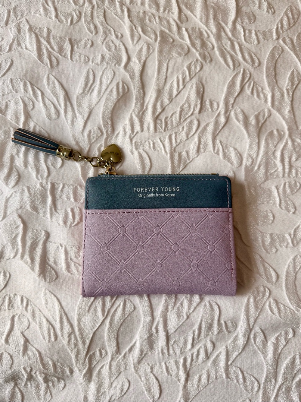 Women's Short Wallet Small Bi-fold Coin Pocket Tassel Charm Purple Blue New